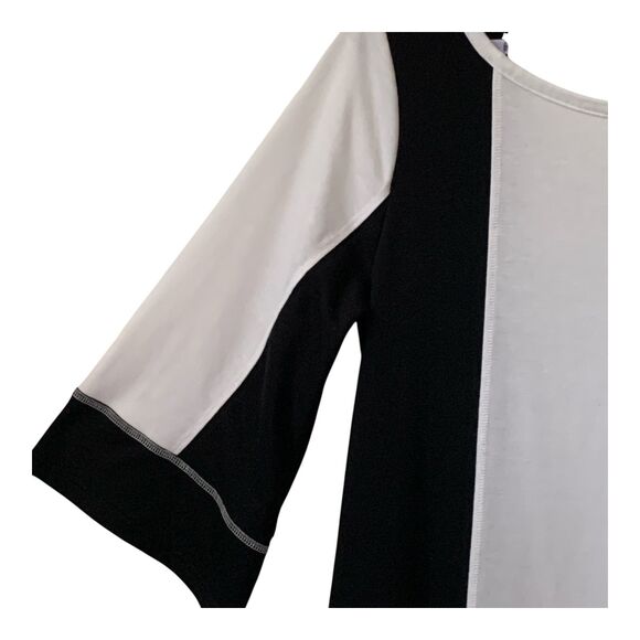 Suzanne Betro Dress Women's Plus Size XL Black White Long Sleeve Knit Pockets - Picture 3 of 11